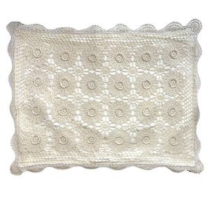 Set of 2 VTG Keeco Crochet Cottagecore Pillow Covers In Ivory/Cream 21 x 27"